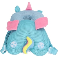 Perna tip Rucsac pentru Protectia Capului, Vafy, Tetiera tip Unicorn, pentru Bebelusi, Design tip Plasa, 33x6x19 cm, 180 g, Albastru