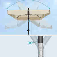 SONGMICS Umbrela terasa sau gradina reglabila, inclinare 2 directii, protectie UV UPF 50+, husa inclusa, 230x150 cm, bej