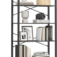 VASAGLE Biblioteca 6 rafturi, cadru metalic si polite PAL, stil industrial, 80x30x186 cm, negru