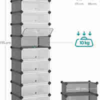 SONGMICS Dulap de depozitare pantofi modular, configurabil cu 10 compartimente, 43x31x173 cm, gri