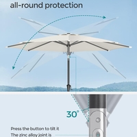 SONGMICS Umbrela de gradina, cu manivela pentru deschidere, sistem inclinare, 300cm, bej