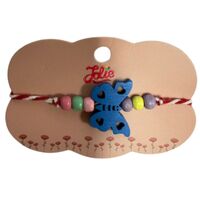 Martisor Bratara Multicolora pentru Copii, Jolie, din Lemn si Textil, Model Fluture