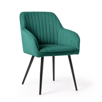 Set 6 scaune tapitate, Florence, velur matlasat, 55x58x82 cm, verde smarald