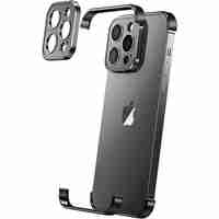 Husa Metalica Edgeless Compatibila cu iPhone 16 Pro Max, Vafy, Protectie pentru Colturi si Camera, Aliaj Aluminiu, Antisoc, Antizgariere, Negru