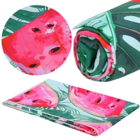 Prosop de plaja cu uscare de rapida, husa de transport, 90x180cm, model pepene verde