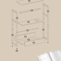 VASAGLE Masuta ingusta cu priza si porturi de incarcare USB, 3 rafturi, 45x18x58 cm, alb crem