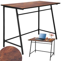 Birou tip masa laterala, cu cadru din otel, 50x100x76 cm, industrial, maro