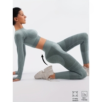 Costum Sport de Dama, Flippy, pentru Yoga, Talie Inalta, Top Scurt, Elastic, Verde Menta, Marime L