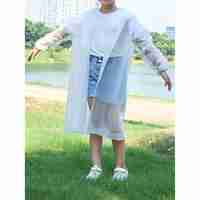 Pelerina de Ploaie, Flippy, pentru Copii 100-145 cm, din EVA, Impermeabila, Inchidere cu Capse, Alb