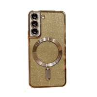 Husa de Protectie 2 in 1, Vafy, Husa pentru Samsung Galaxy S23+, Glitter Chrome Magsafe, din TPU, Magnetica, cu Protectie Lentila, Auriu