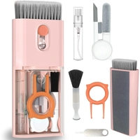 Kit Multifunctional de Curatare Produse Electronice 10in1, Flippy, pentru Laptop, Tastatura, Telefon, Casti, Roz