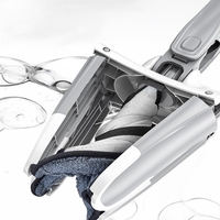 Mop Plat, Flippy, cu Sistem de Stoarcere, 2 Lavete Incluse, Lungime Telescopica 140 cm, Argintiu