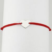 Bratara Argint 925 pentru Dama, Jolie, Model Inimioara plina, Martisor Bratara de 1 Martie, Pandativ Argintiu cu Snur Rosu