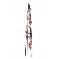 Pergola gradina piramidala pentru plante cataratoare, structura otel, 31x31x200 cm, verde inchis