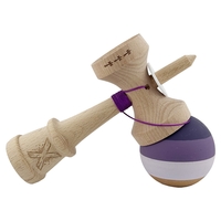 Kendama X Originala, Profesionala, Flippy, Rubber Grip, Cupe Mari KING SIZE V3, Gaura in Baza, Rulment Metalic, din lemn 18 cm, Ata 62/65 cm, Special Purpuriu/Mov/Lila