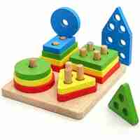 Jucarie Educativa Flippy, Tip Montessori, din Lemn, + 36 Luni, Forme Geometrice, 16 Piese, 12 x 12 cm, Multicolor
