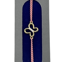 Bratara Placata cu Aur 24k, Jolie, Model FLUTURE, Martisor Bratara, cu Snur Alb/Rosu, Auriu