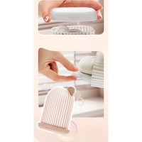 Sapuniera de Calatorie, Flippy, Suport pentru Sapun cu Scurgere a Apei, Recipient cu Capac Depozitare, Savoniera pentru Baie, 12.6x6.1x8.4cm, Roz