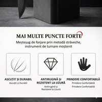 Cutite Bucatarie, Set 9 Piese, Vafy, Otel Inoxidabil cu Acoperire Antiaderenta, Suport Depozitare Inclus, 6 Cutite, Tija Ascutire si Foarfeca Bucatarie, 31 x 10 x 10 cm, Negru