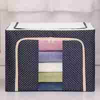 Cutie de Depozitare Pliabila, Flippy, 66 L, din Panza Oxford, 50x40x33 cm, 2 Ferestre, Frontala si Laterala, 2 Usi de Acces cu Fermoar Bidirectional