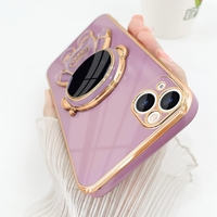 Husa de Protectie TPU 2in1, Vafy, pentru Apple iPhone 15 Plus, Astronaut cu Suport, Antisoc, Rezistenta la Impact, Protectie Camera, Mov