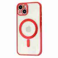 Husa MagSafe pentru Apple iPhone 14 Pro, Full Cover, Protectie camera, Margini colorate Electroplating, Magnetica, Incarcare Wireless, Vafy, Rosu