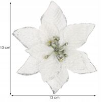 Set 10 ornamente pentru bradul de Craciun, stea Poinsettia, 13cm, gri argintiu