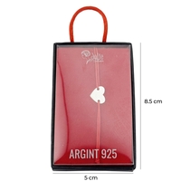Bratara Argint 925 pentru Dama, Jolie, Model Inimioara plina, Martisor Bratara de 1 Martie, Pandativ Argintiu cu Snur Rosu