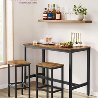VASAGLE Set masa de bar cu 2 scaune, cadru din otel, blat lemn, stil industrial, 120x60x90cm, maro rustic