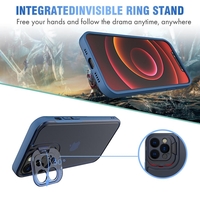 Husa de protectie pentru Apple iPhone 14, Vafy, Bracket series cu suport si protectie pentru camera, Albastru