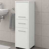 Dulap baie tip coloana cu 2 usi si sertar, PAL laminat, 30x30x85 cm, alb mat