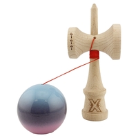 Kendama X Originala, Profesionala, Flippy, Big Cups V2, Super Sticky Cupe Mari, Rulment Metalic cu Ata 55 cm, Albastru Deschis/Mov/Roz