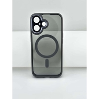 Husa de Protectie Compatibil cu iPhone 16 Plus, Vafy, Incarcare Wireless, Tehnologie Magsafe, Carcasa din TPU/ PC, Protectie Camera, Antisoc, Antizgariere, Gri - Transparent