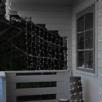 Instalatie Craciun, Tip Perdea, IP44, 11 m x 1 m, 660 LED-uri, Alb rece, 8 jocuri de lumini, Transformator, Interconectabila, Prelungitor 3 m inclus, Fir transparent, Interior/ Exterior, Vafy