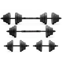 Set gantere si bara ajustabila 20 kg, 12 discuri, conector metalic cu spuma, negru