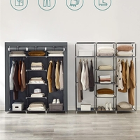 SONGMICS Garderoba pentru depozitarea hainelor, din material textil, cu 3 compartimente, 45x150x175cm, gri