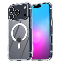 Husa Telefon, Vafy, Compatibila Apple iPhone 17 Pro Max, MagSafe, Antisoc, din Silicon + TPU, Transparent