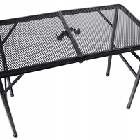 Masa pliabila metalica pentru gradina sau drumetie, 80x40x66cm, inaltime reglabila, neagra