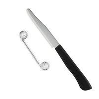 Cutit 2in1, Vafy, Feliere/Curatare, Grosime Feliere Reglabila, 22 cm, din Otel Inoxidabil, Negru