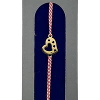 Bratara Placata cu Aur 24k, Jolie, Model INIMA, Martisor Bratara, cu Snur Alb/Rosu, Auriu