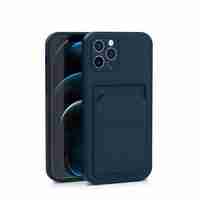 Husa protectie Vafy cu suport card compatibila cu Huawei P Smart 2021 Albastru inchis