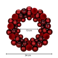 Coronita decorativa cu globuri rotunde, 55 bucati, plastic, 2.5–4.5 cm, rosu