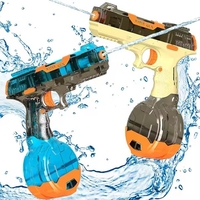 Pistol cu Apa Electric, Flippy, 2 Rezervoare 75/350 ml, din ABS+Silicon, Baterie, Incarcare USB, Conectare la Furtun, +6 Ani, Albastru