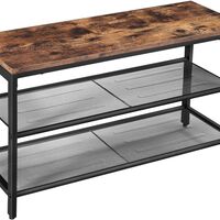 VASAGLE Raft pentru pantofi, cu 2 nivele, metal, 80x30x44cm, stil industrial, maro rustic si negru