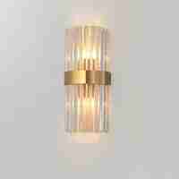 Lampa de Perete in Interior, Flippy, Lampa de Lux pentru Decor de Interior, Corp de Iluminat Tip aplica, din Inox Auriu si Cristal, Lumina Calda Rece Neutra, 35 x 18 cm, Ideal pentru Camere Mici si Medii, Transparent Auriu
