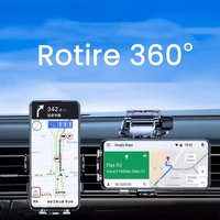 Suport Auto Multifunctional pentru Telefon, Flippy, Suport pentru Navigatie, Rotativ cu Ventuza, cu fixare Geam si Parbriz, 20 x 14 x 11 cm, Albastru oglinda