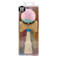 Kendama X Originala, Profesionala, Flippy, Big Cups V2, Super Sticky cu Cupe Mari, Rulment Metalic, din lemn 18 cm, Ata 55 cm, Roz/Verde
