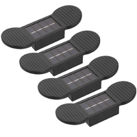 Aplica solara LED, Flippy, Set 4 Bucati, ABS/Policarbonat, rezistenta la apa IP65, 2 LED-uri SMD, pentru perete, scari, 1.2V, 600mah, 16 x 5.9 x 3.3 cm, Lumina Alb calda, Negru