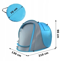 Cort plaja si picnic Sersimo, protectie UV, 210x130x90 cm, portocaliu gri