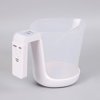 Cantar de Bucatarie 2 in 1, Vafy, Model Electronic, Tip Cana Gradata cu Masurare, pentru Lichide si Solide, Display Automat, 21.5 x 14.3 x 15 cm, Alb